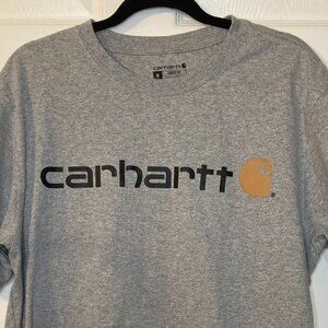 Carhartt Men's Gray Graphic Logo Short Sleeve T-shirt - Relaxed Fit Size M